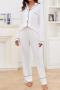 casual slight stretch simple breathable pants set loungewear_White