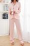 casual slight stretch simple breathable pants set loungewear_White_Pink