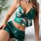 sexy non-stretch printing sling crop vest imitation silk shorts set sleepwear_Black_Green