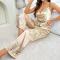 sexy non-stretch batch printing sling straight-leg pants set sleepwear_Black_Green_Champagne