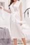 sexy non-stretch mesh satin patchwork fuzzy decor belt robe sleepwear_Black_White