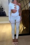 sexy high stretch mesh rhinestone hollow skinny jumpsuit new added color_Black_White