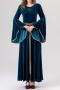 plus size slight stretch velvet medieval retro palace costumes(with belt)_Rose Red_Dark Blue