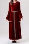 plus size slight stretch velvet medieval retro palace costumes(with belt)_Rose Red