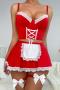 sexy slight stretch maid cosplay costume (with underwire & leg ring)_Black_Pink_Red