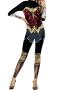 halloween stylish slight stretch female warrior cosplay skinny jumpsuit costume_Black