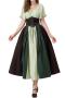 plus size non-stretch 6 colors contrast color with corset costumes_Gray_Yellow_Light Green