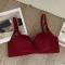 stretch solid color gather 5 colors padded bras(size runs small)_Black_Rose Red