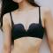 stretch stitching mesh thin padded bras(size runs small)_Black