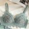 slight stretch flower embroidery gather padded bras(size runs small)_Black_White_Green