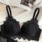 slight stretch flower embroidery gather padded bras(size runs small)_Black