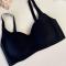 plus size slight stretch solid color traceless padded bras(size runs small)_Black