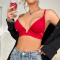 sexy slight stretch 3 colors padded underwire v-neck gathered bra_Black_Red