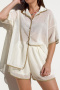 stylish slight stretch micro see through two-piece loungewear(no underwear)_Black_Beige