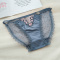 three pcs new stretch mesh low-waist panties(size run small)_Black_Pink_Rose Red_Haze Blue
