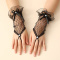 one pair new halloween lace bow-knot decor gloves(length:18cm)_Black