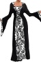 plus size slight stretch halloween hooded palace dress costumes_Black