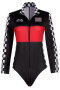 sexy plus size slight stretch racing suit costumes(with stockings)_White_Red