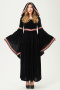 halloween retro slight stretch witch cosplay hooded maxi dress costume_Black