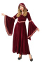 halloween retro slight stretch witch cosplay hooded maxi dress costume_Black_Rose Red