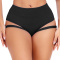 sexy plus size slight stretch 3 colors hollow out panties_Black
