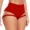 sexy plus size slight stretch 3 colors hollow out panties_Black_Red