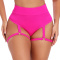 sexy plus size high stretch 4 colors high waist ring linked panties_Black_Magenta