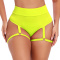 sexy plus size high stretch 4 colors high waist ring linked panties_Black_Magenta_Light Green