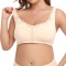 sexy plus size slight stretch lace stitching hook buckle gathered bra_Black_Nude