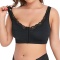 sexy plus size slight stretch lace stitching hook buckle gathered bra_Black