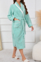 new casual slight stretch 5-color with belt warm flannel sleepwear_Red_Aqua Green