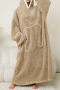 new slight stretch 4-color apple motif long sleeve flannel hooded warm sleepwear_Gray_Red_Dark Blue_Khaki