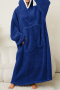 new slight stretch 4-color apple motif long sleeve flannel hooded warm sleepwear_Gray_Red_Dark Blue