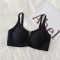 sexy slight stretch 6 colors solid color traceless gather padded bras_Black