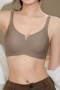 sexy slight stretch 6 colors solid color traceless gather padded bras_Black_Gray_Pink_Light Green_Beige_Brown