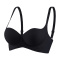 stretch solid color traceless glossy padded bras(size run small)_Black
