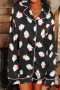plus size christmas non-stretch satin santa claus batch printing sleepwear_Black