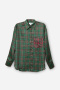 plus size non-stretch satin contrast color lattice printing sleepwear_Red_Green