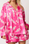 plus size non-stretch satin guard bow batch printing sleepwear_Magenta