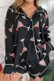 plus size non-stretch satin wine glass batch printing sleepwear_Black