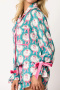 plus size non-stretch satin christmas santa claus batch printing sleepwear_Magenta_Sky Blue