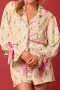plus size non-stretch satin christmas tree bow batch printing sleepwear_Red_Green