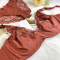 plus size slight stretch lace trim with underwire bras sets_Black_Dark Green_Brown