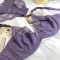 plus size slight stretch lace trim with underwire bras sets#2_White_Purple