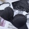 plus size slight stretch lace trim with underwire padded bras sets_Black