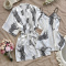stylish non stretch leopard sling two pieces sets sleepwear (with belt)_White