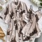 stylish non stretch leopard sling two pieces sets sleepwear (with belt)_White_Champagne