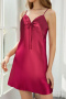 non-stretch 3 colors solid color satin sleepwear(size run small)_Rose Red