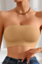 sexy stretch solid color seamless padded thin bra_Black_Beige_Khaki