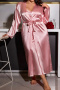 plus size non-stretch 5 colors satin two-piece set sleepwear(size run small)_Black_Pink